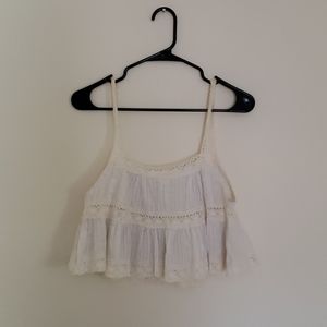 VTG 70s Flowy Lace Crop Top